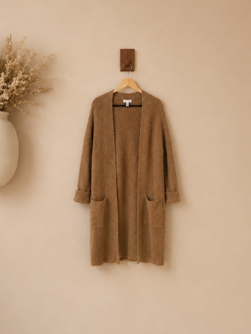 Leith Camel Long Duster Cardigan XS Oversized Cozy Nordstrom Sweater